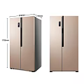 Modern Double Door Refrigerator Freezer With Champagne Gold Sleek Design For Home Kitchen