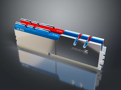 ASUS STRIX Computer RAM Module With Blue Red Heat Sink Design For Desktop Systems 3d model