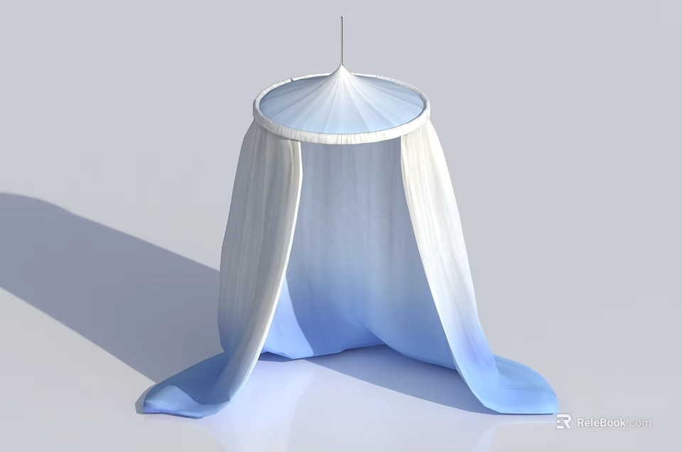 Modern White And Blue Gradient Tent With Elegant Fabric And Round Top Design 3d model 