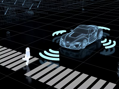Autonomous Car With Pedestrian Detection System Near Crosswalk Using Radar Sensors 3d model