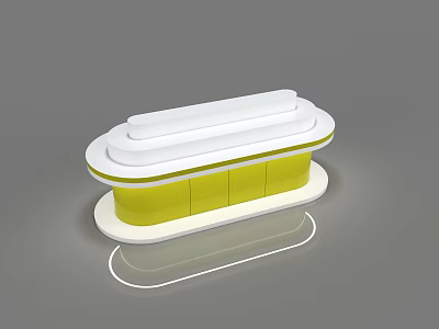 Modern Display Shelf with White Top Yellow Cabinet and Illuminated Base Design 3d model