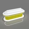 Modern Display Shelf with White Top Yellow Cabinet and Illuminated Base Design