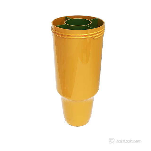 Yellow Cone Shaped Container With Green Inner Sections And Smooth Surface 3d model 