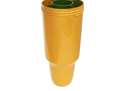 Yellow Cone Shaped Container With Green Inner Sections And Smooth Surface 3d model