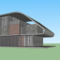 Modern Detached House with Solar Panels on Curved Roof and Contemporary Facade Design