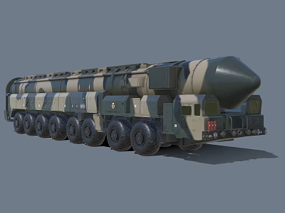 Military Weapon Missile Launcher Vehicle With Camouflage Paint And Multi Wheeled Structure 3d model