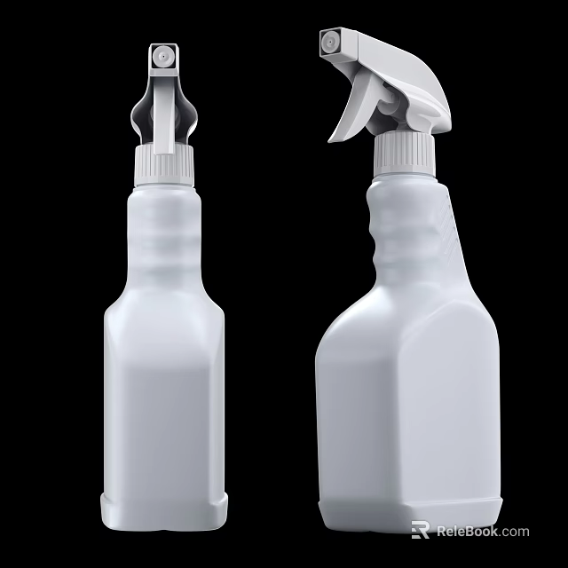 Practical Bathroom Small Accessories White Spray Bottles for Essential Cleaning Supplies 3d model 