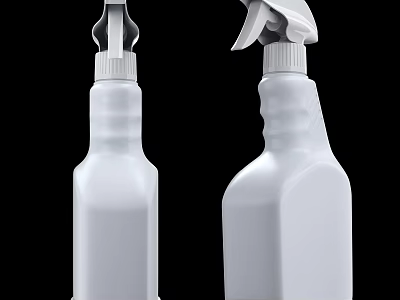 Practical Bathroom Small Accessories White Spray Bottles for Essential Cleaning Supplies 3d model