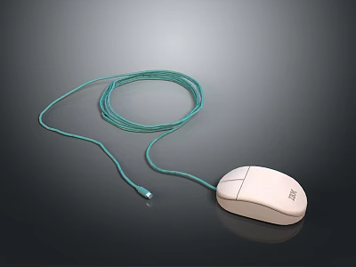 White Hamster With Green String On Black Background In Studio Shot 3d model
