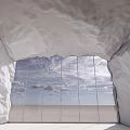 Blue Wave Pattern Exhibition Hall Culture Wall With Vertical Panels And Decorative Design