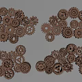 Vintage Mechanical Gears Decorative Set With Assorted Sizes And Interlocking Design