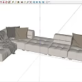 Modern Multiplayer Corner Sofa 3d model