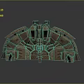 Detailed Futuristic Mechanical Scene Structure With Symmetrical Panels Protrusions And Vents