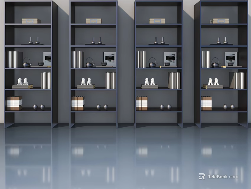 Dark Colored Modern Pet Cabinet With Multiple Shelves For Storage And 3d model 