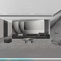 Modern Minimalist Open Living And Dining Interior With Sleek Custom Storage Cabinets And Comfortable Sofa