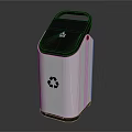 Modern Public Facility Recycling Bin with Waste Disposal Icon and Lid Design