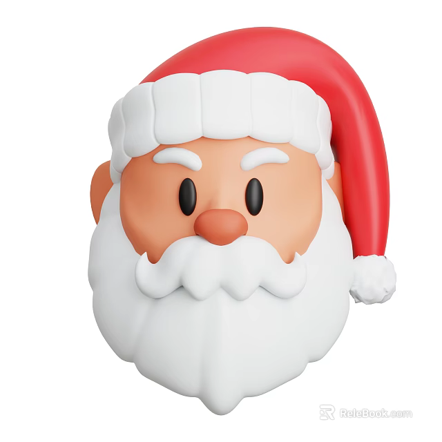 Game and Movie Character Cartoon Santa Claus with Red Hat White Beard and Black Eyes 3d model 
