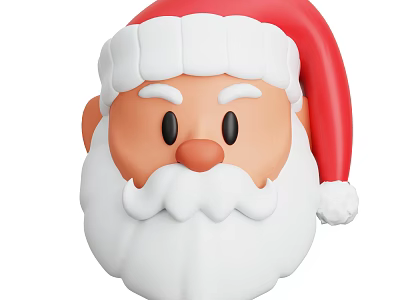 Game and Movie Character Cartoon Santa Claus with Red Hat White Beard and Black Eyes 3d model