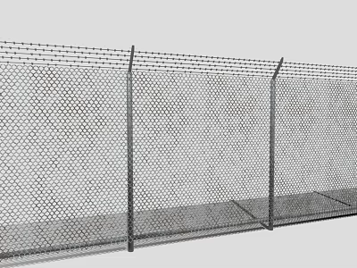 Heavy Duty Industrial Wire Mesh Fence With Steel Posts For Industrial Security Protection 3d model
