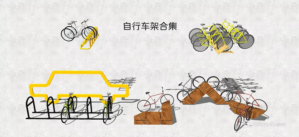 Bike Racks Collection Featuring Various Creative Bicycle Parking Stand Designs 3d model 
