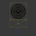 Futuristic Sci Fi Device With Circular Design Orange Lights Pillar Geometric Patterns And Halo Rings
