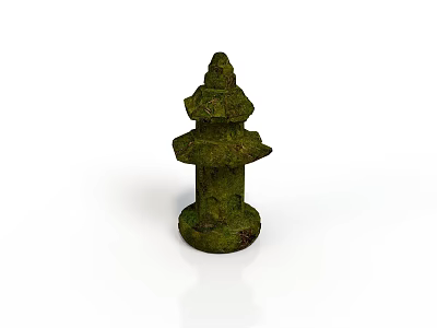 Ancient Traditional Green Moss Covered Pagoda With Layered Tower Design 3d model