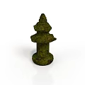 Ancient Traditional Green Moss Covered Pagoda With Layered Tower Design