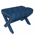 Blue Velvet Sofa Bench with Tufted Top and Studded X Shaped Legs