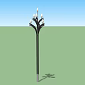 Outdoor Street Light With Multiple Heads And Black Pole For Garden And Yard