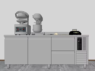 Industrial Functional Table With Mixer Display Panel And Storage Cabinets 3d model