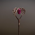 Wizard Magical Staff With Pink Gem And Golden Branch Creature Design