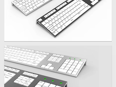 Modern Computer Keyboard With White Black Design Numeric Keypad And Function Keys 3d model