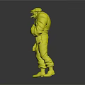 3D Fantasy Character Model Green Skinned Creature With White Shirt Red Pants Hat Tool Belt