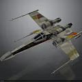 Gray White Interstellar Starfighter With Engines Wings Cockpit And Red Stripes