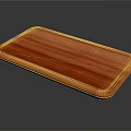 Red Wooden Rectangular Cutting Board With Natural Wood Grain Surface