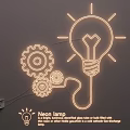 Modern Neon Lighting Combination With Mechanical Light Bulb Gears And Power Plug 3d model