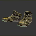 Modern Stylish High Top Shoes With Black Gray Body Blue Accent Lines And Patterned Toe