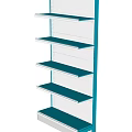 Metal Display Shelf With Multiple Gray Shelves Blue Frame Stable Base For Retail Stores 3d model