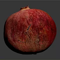Fresh Whole Red Pomegranate With Shiny Surface And Texture On Dark Background