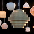 Various Modern Chandeliers With Different Shapes Fabric Wooden And Woven Designs