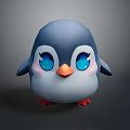 Cute Chibi Penguin Game Movie Character With Big Blue Eyes Orange Beak And Red Feet
