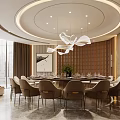 Luxurious Private Dining Room With Round Table And Modern Decor 3d model