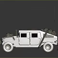 Camouflaged Military Hummer Vehicle With Roof Equipment Antenna And Rugged Tires