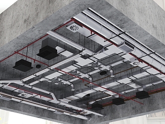 Modern ventilation pipe Quartet continuous HVAC pipe 3d model