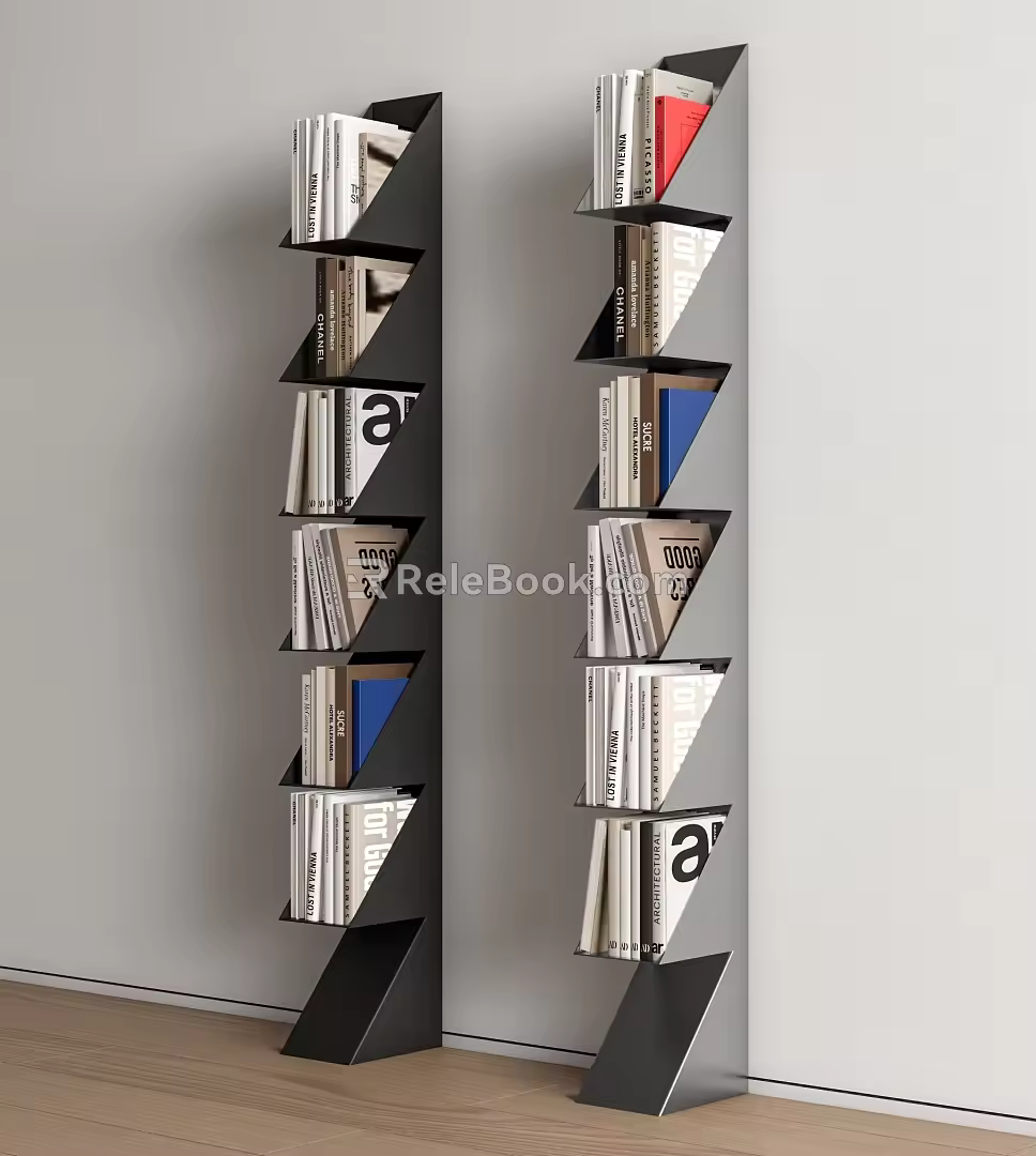 Minimalist Metal Bookshelf Storage Rack Decorative Rack Book Ornaments 3d model
