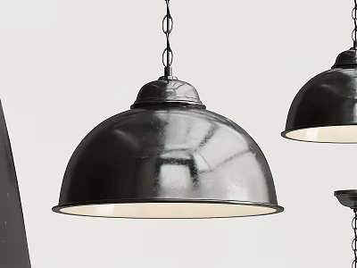 Modern Black Metal Pendant Lights With Dome Shade Hanging Design For Kitchen Interior 3d model
