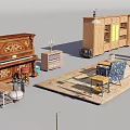 Various Home Furniture And Decor Items Including Chairs Tables Cabinets Rugs And Sofas
