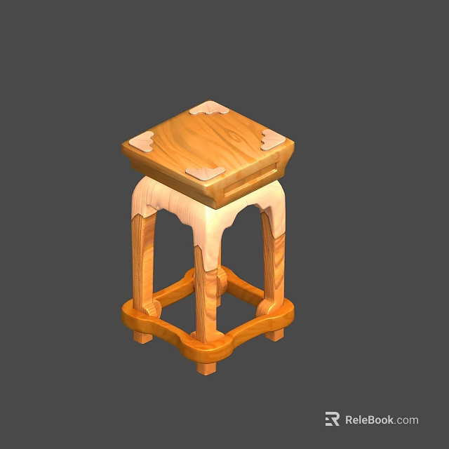 Natural Wooden Flower Stand with Square Top and Sturdy Legs for Indoor Decoration 3d model 