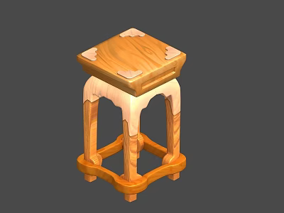 Natural Wooden Flower Stand with Square Top and Sturdy Legs for Indoor Decoration 3d model