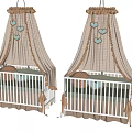 White Rail Baby Cribs With Beige Canopies And Heart Decorations Green Brown Mattresses